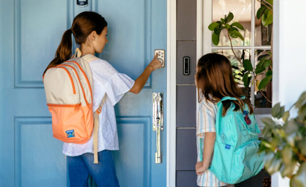 children coming home from school using smart lock